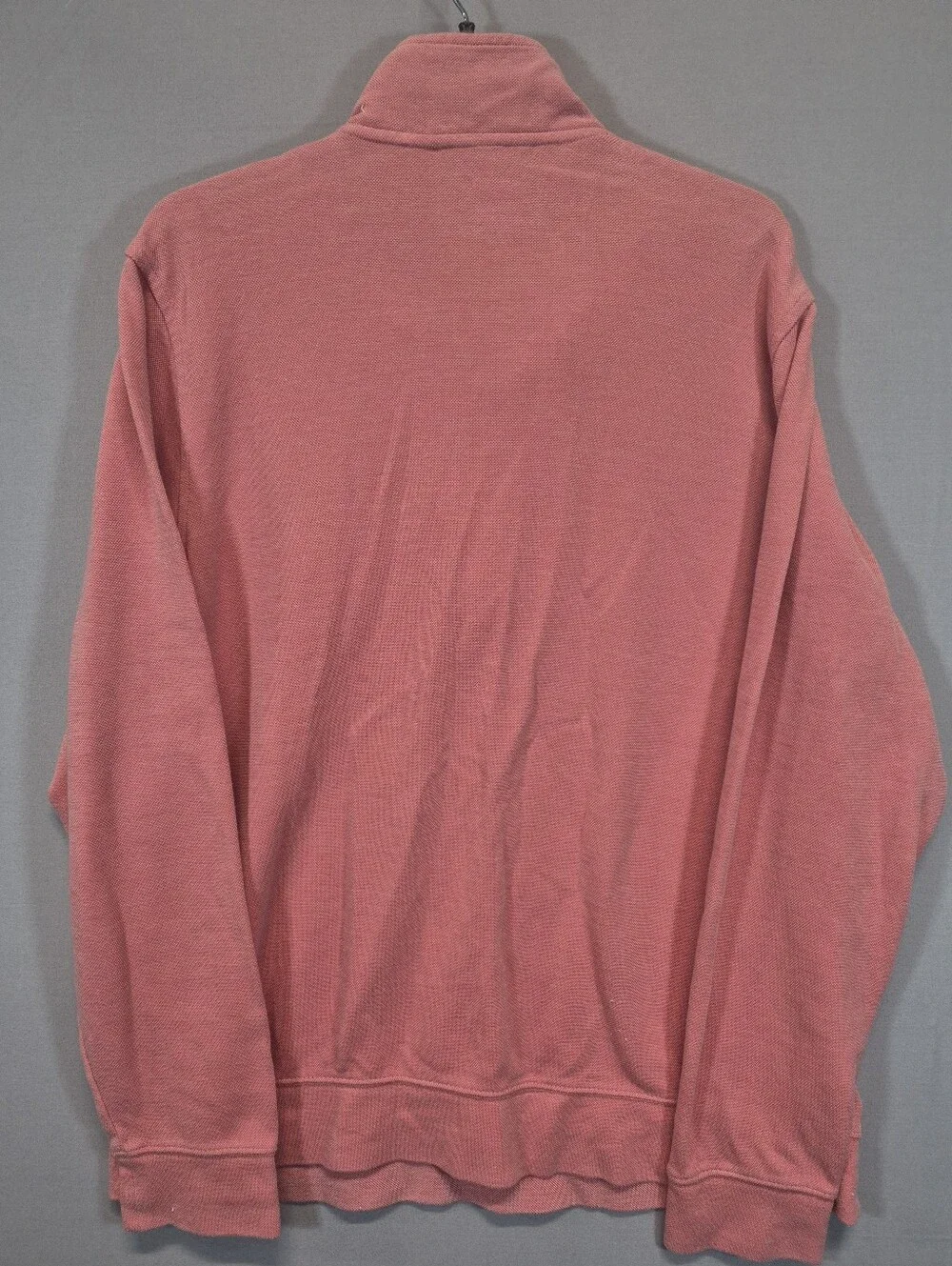 L.L.Bean Men's Large Traditional Fit Pink Quarter Zip Pullover Sweatshirt Logo L